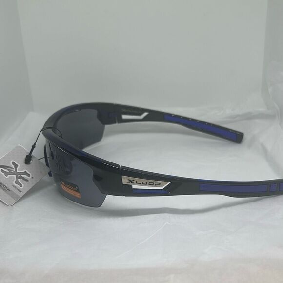 XLoop Sport Wrap Sunglasses – Black/Blue Frame – UV400 Protection - Picture 2 of 3